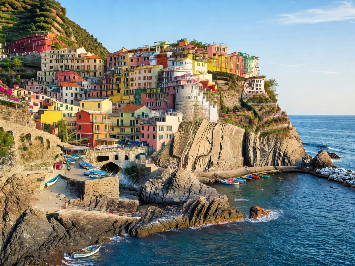Colorful coastal village of Manarola in Cinque Terre Italy